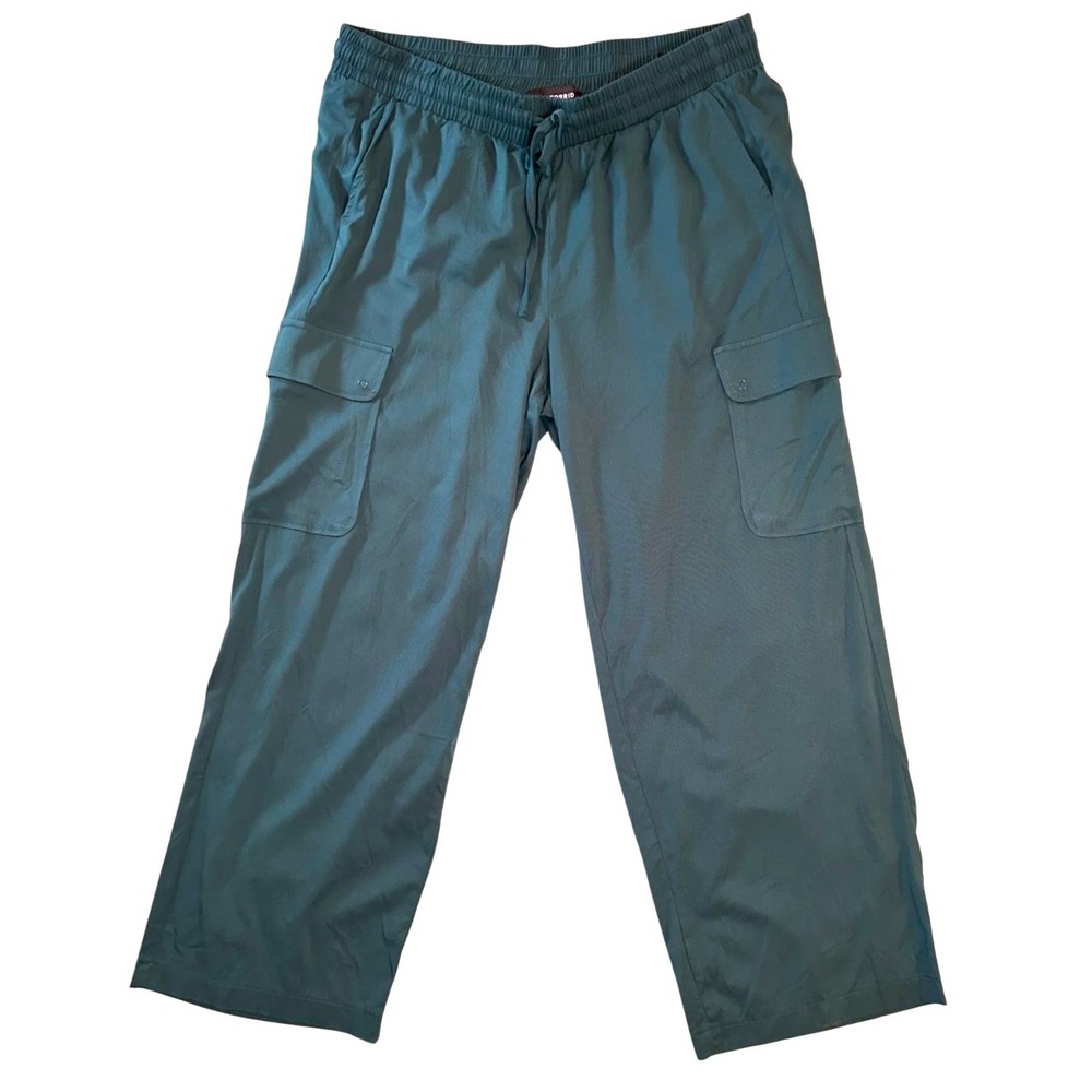 NEW TORRID‎ Size 1X Deep Teal Wide Leg Challis Cargo Stretch Pants Boho Womens